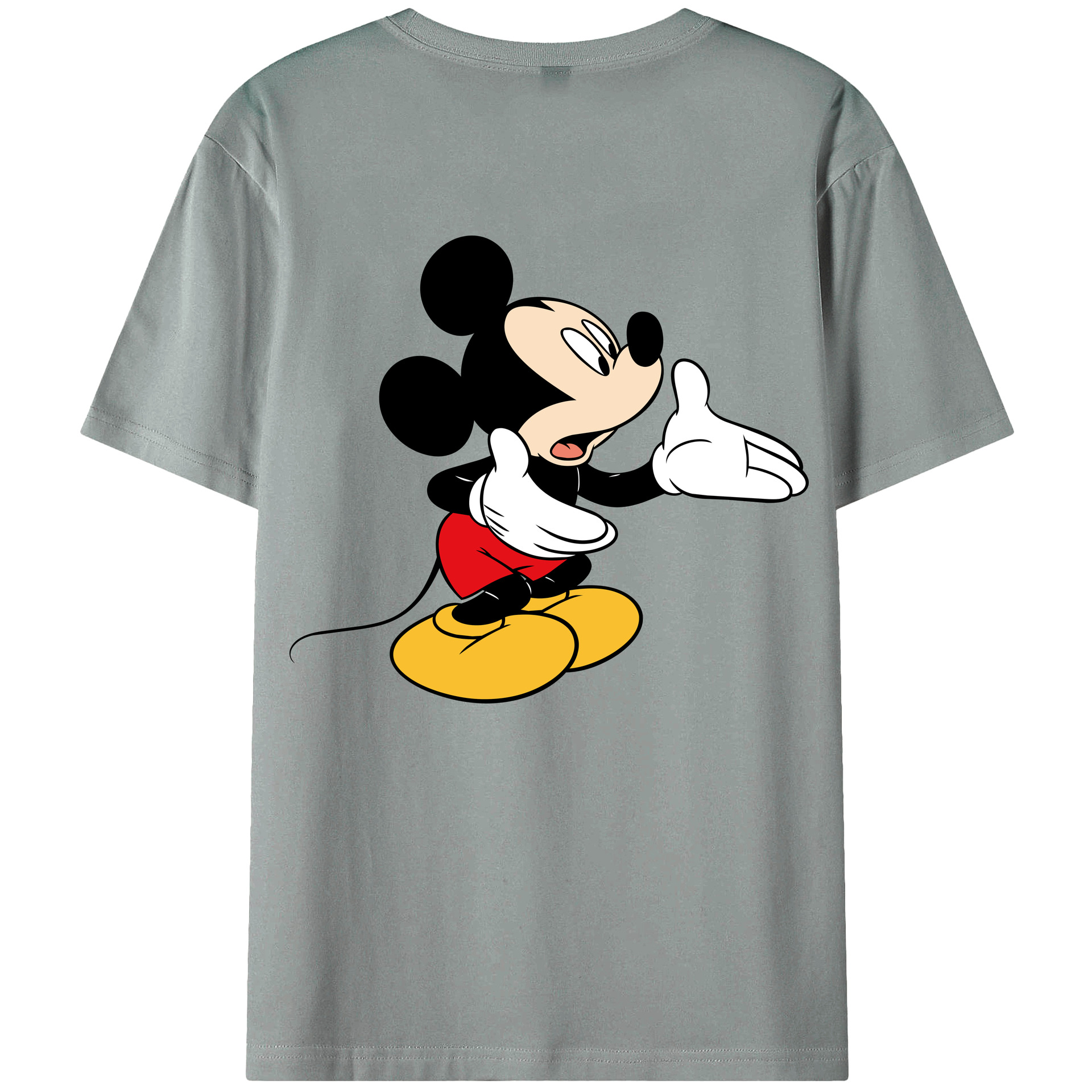 ミッキーマウス Mickey Mouse 綿100％ メンズ半袖Tシャツ（バックプリント） 通気性